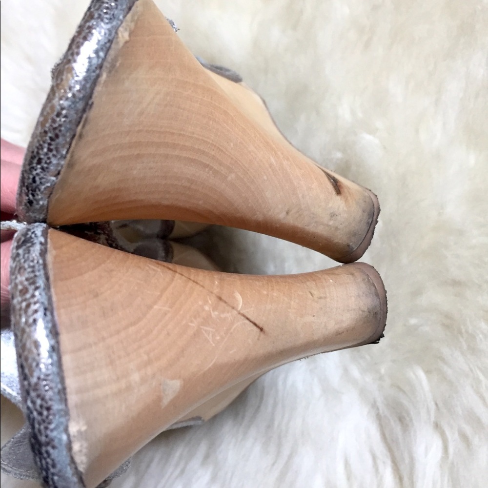 Arleen C Studded Silver Leather Wedge Sandals - Picture 8 of 8